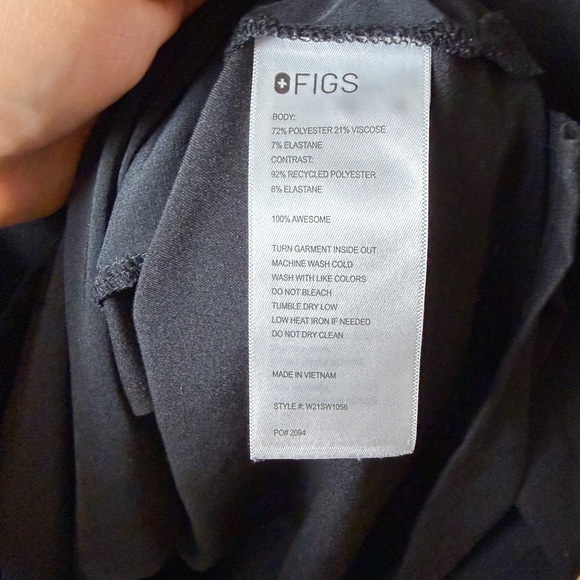 FIGS Nala Long Sleeve Scrub Polo Top in Black W21SW1056 Size XL - Picture 6 of 7